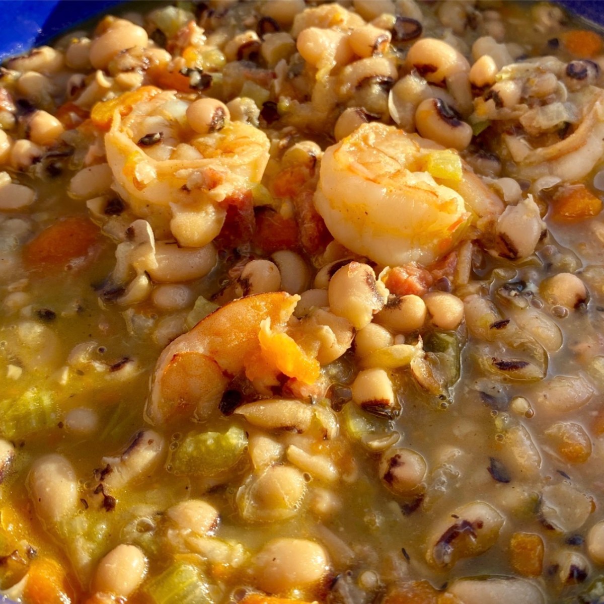 Black Eyed Peas With Garlic & Black-Pepper&nbsp;Shrimp
